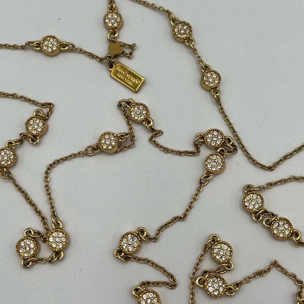 EUC Kate Spade Gold Crystal Long Continuous Scatter Station Necklace - Picture 3 of 3